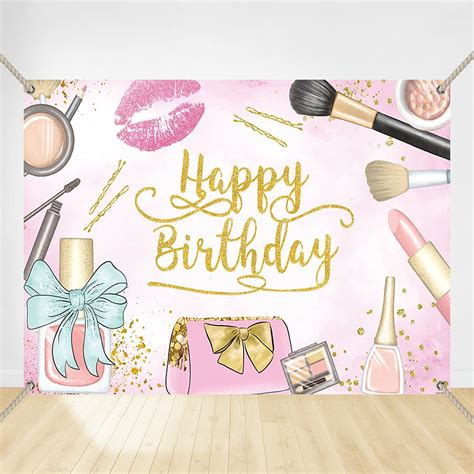 Buy Felizotos Pink Makeup Happy Birthday Backdrop Spa Party Glamour