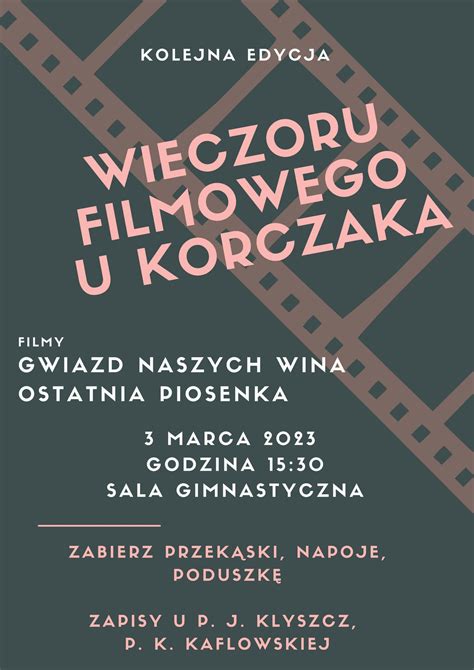 Zaproszenie Na Wiecz R Filmowy Zszs