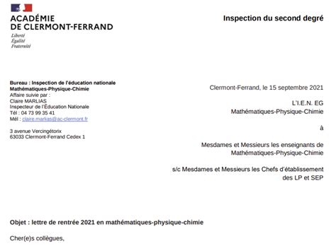 Lettre De Rentr E Ien Mpc Au Lyc Ee Professionnel