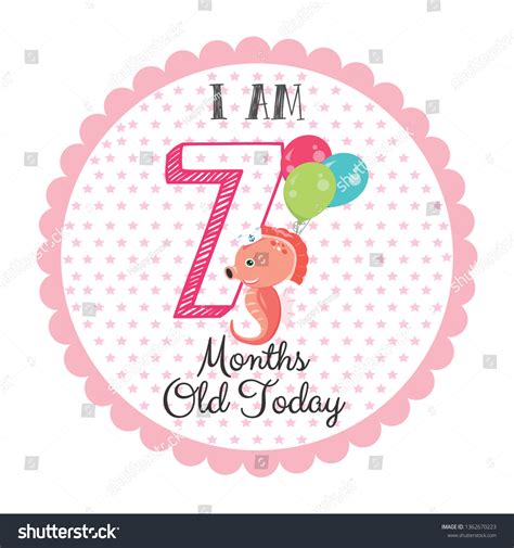 I Am Seven Months Old Baby Milestone Card Royalty Free Stock