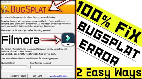 Fixed How To Fix Bugsplat Error In Filmora X Bugsplat Error