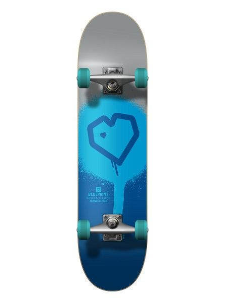 Blueprint Spray Heart Silverblue Skateboard 775 Slicks Skate Store