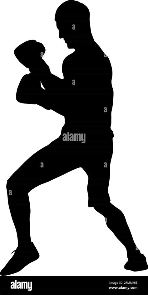 Black Silhouette Of An Athlete Boxer On A White Background Stock Vector