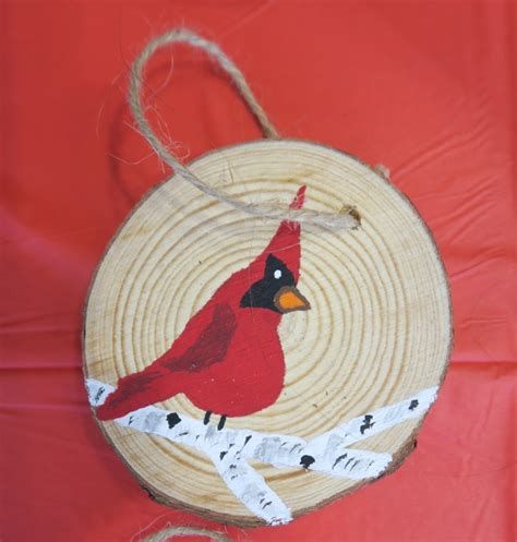 Cardinal Wood Slice Ornament Etsy