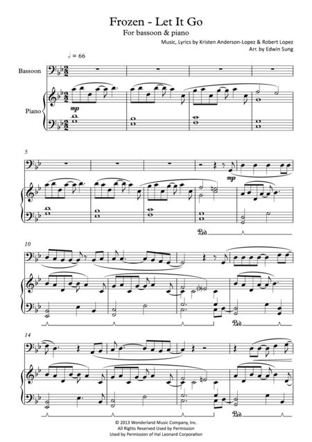 Let It Go From Frozen Arr Edwin Sung By Idina Menzel Sheet Music For Bassoon Solo At Sheet