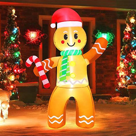 Aerwo 8ft Christmas Inflatable Gingerbread Man Christmas Blow Up Yard