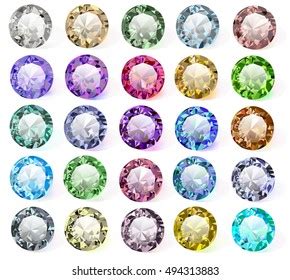 Illustration Set Precious Stones Different Colors Stock Vector (Royalty ...