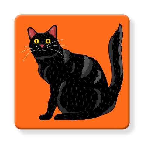 Set Of Mdf Coasters Hello Black Cat Naked Decor