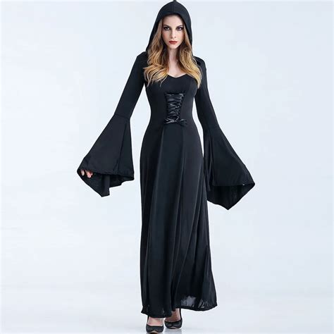 Evil Vampire Halloween Costume Adult Woman Long Black Witch Fancy Dresses Devil Carnival Club