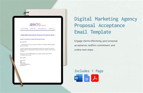 Digital Marketing Agency Proposal Acceptance Email Template In PDF