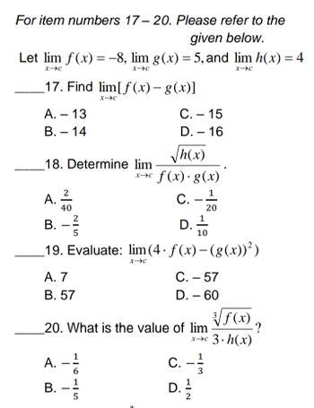 Answered Given Below T Lim F X 8 Lim G X 5 And Lim H X 4