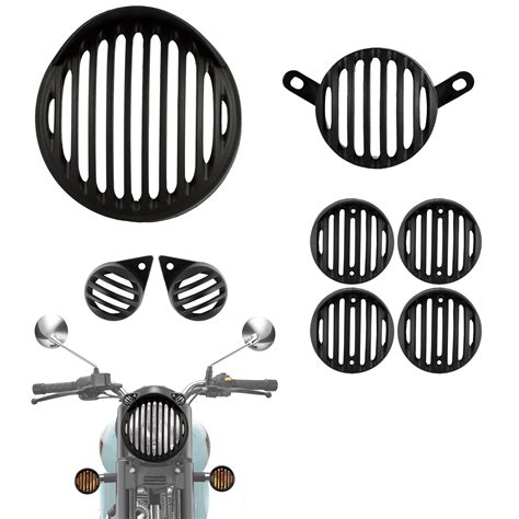 Buy Autofy Plastic Headlight Grill With Cap For Royal Enfield Bullet Classic 350 And 500 Set Of 8