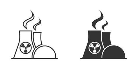 Icono de planta de energía nuclear ilustración vectorial Vector Premium