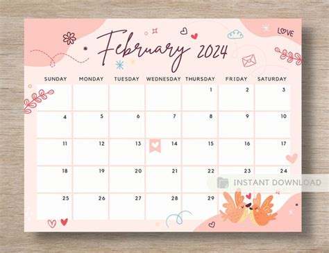 Printable, Editable Fillable February Calendars 2024 2025, 49% OFF