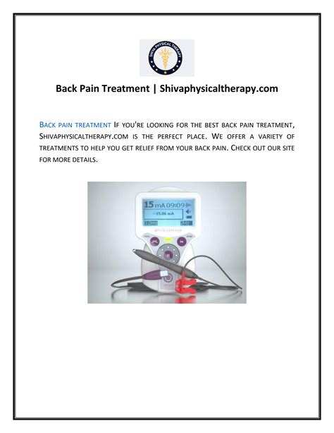 Back Pain Treatment By Shiva Physical Therapy Issuu