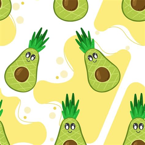 Premium Vector Green Cute Avocado Seamless Pattern Avocado Like A