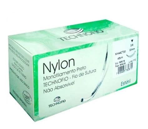 Fio De Sutura Nylon Cx C Unid Agulhado Tecnofio Frete Gr Tis