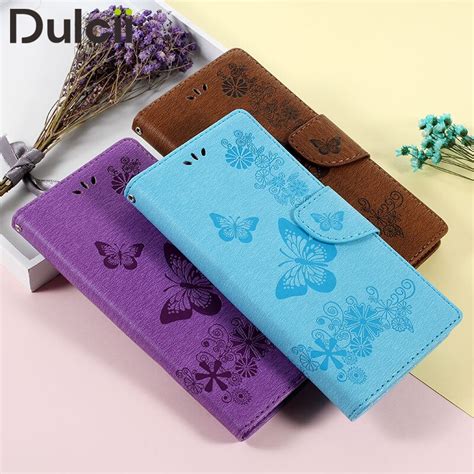 DULCII Case For Sony Xperia L1 Case Imprint Butterfly Leather Cell