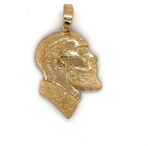 Mens K Solid Yellow Gold Nipsey Hussle Head Face Pendant Etsy