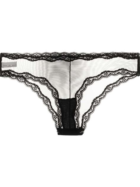 Fleur Du Mal Sheer Tulle Bikini Briefs Black Editorialist