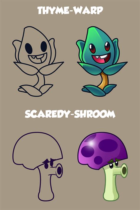 Thyme Warp And Scaredy Shroom In Pvz 2 Plants Vs Zombies Zombie 2