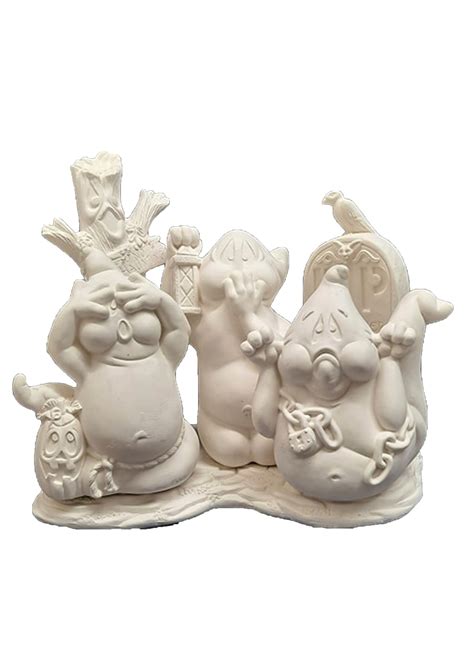 Creative Kreations Ceramics And Ts No Evil Ghost 6 Piece Set Ready