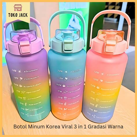 Jual BOTOL MINUM BERANAK 3IN1 GRADASI PELANGI VIRAL 3IN1 2L 1L 300ML