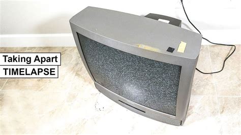 TIMELAPSE Taking Apart Magnavox CRT 27 In TV Scrapping Electronics