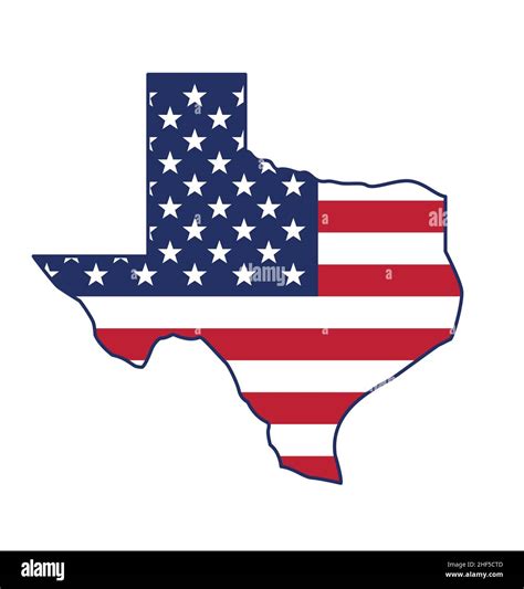 Texas Tx State Map Shape Silhouette With Usa American Flag Symbol