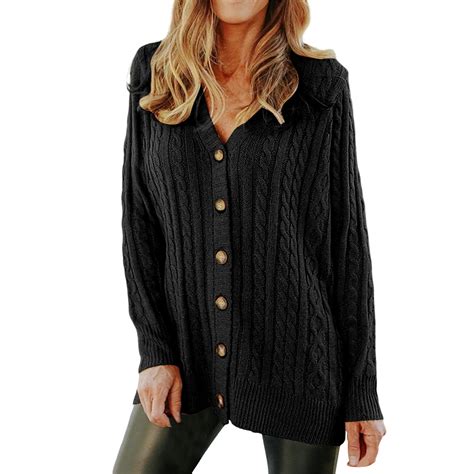 Jaycosin Women Casual Overcoat Solid Color Long Sleeve Open Front Fall