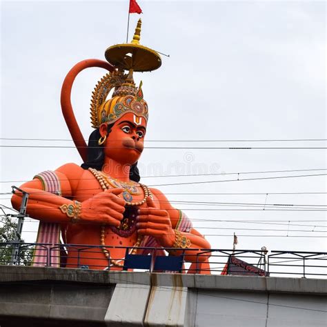 Big Statue Of Lord Hanuman Near The Delhi Metro Bridge Situated Near