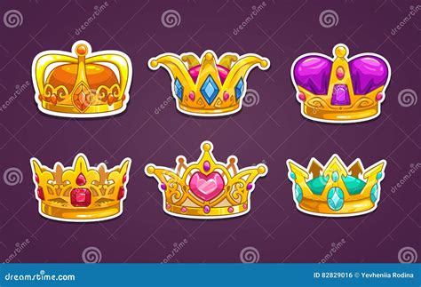 Cartoon Royal Crown Icons Set Stock Vector Illustration Of Imperial