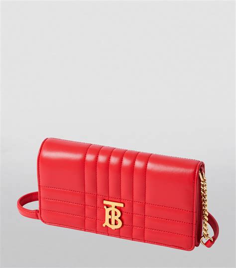 Womens Burberry Red Leather Lola Chain Wallet Harrods Uk