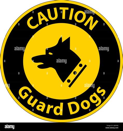 Caution Guard Dogs On Patrol Symbol Sign On White Background Stock