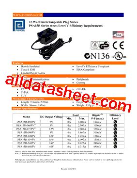 Psa R Pv Datasheet Pdf Phihong Usa Inc