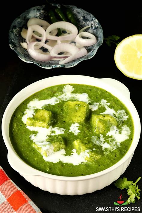 Palak Paneer Recipe Indian Spinach Paneer Swasthi S Recipes