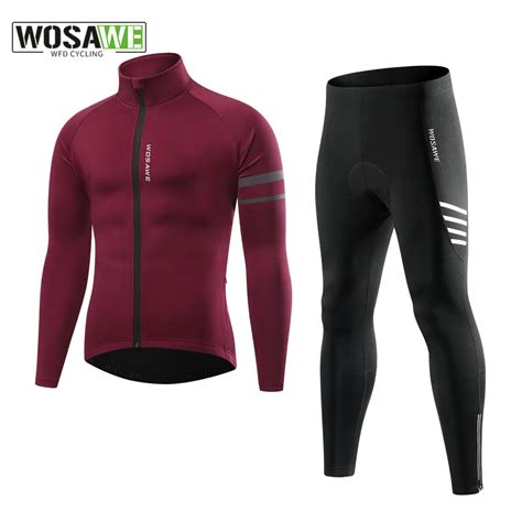 WOSAWE Men Winter Cycling Jackets Set Windproof Waterproof Fleece