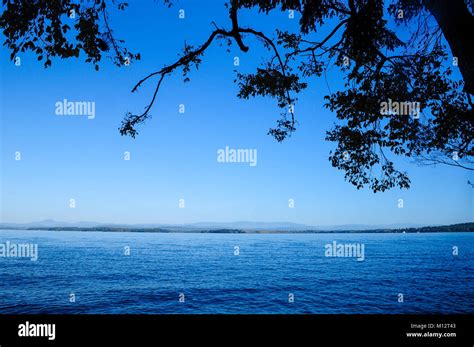 Lake Champlain Vermont View From Split Rock Wild Forest New York