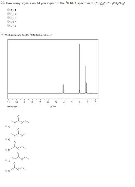 Solved How Many Signals Would You Expect In The 1h Nmr