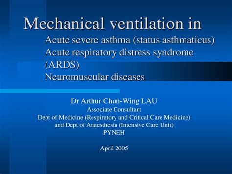 Mechanical Ventilation In Acute Severe Asthma Status Asthmaticus