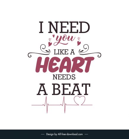 Love quotes for him template texts hearts cardiogram outline vectors ...