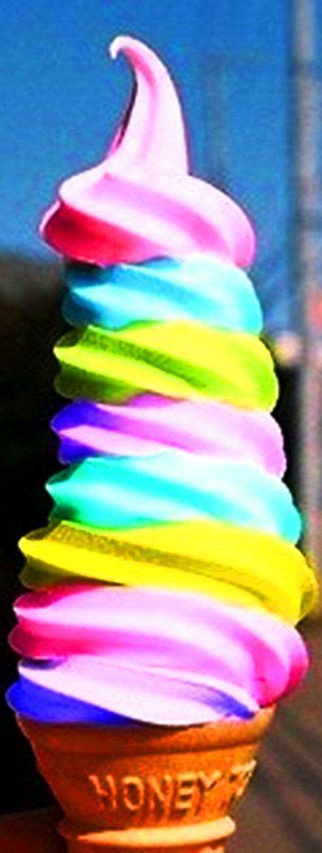 Rainbow Color Soft Serve Ice Cream Cone ¯`•¸de Larc En Ciel¸•´¯ Rainbow Ice Cream Ice