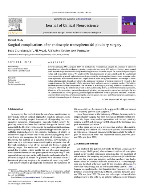 (PDF) Surgical complications after endoscopic transsphenoidal pituitary surgery | Ali Ayyad ...