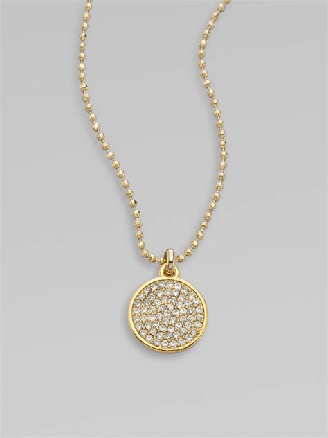 Michael Kors Pavé Disc Pendant Necklace goldtone in Gold Lyst