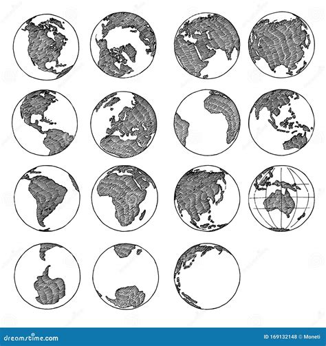 Earth Globe Doodle Sketch Of Globe Stock Vector Illustration Of