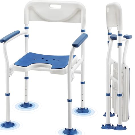 GreenChief Shower Chair with Arms and Back 350 LB, Folding Bath Chair ...