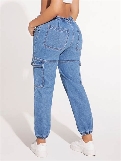 Shein Sxy Flap Pocket Cargo Jeans Shein Usa