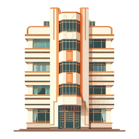 Fascada Del Edificio De Estilo Art Deco Marrón 55 Vector Premium