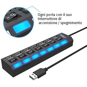 Lobkin Hub Usb Porte Sdoppiatore Usb Con Singoli Interruttori On Off