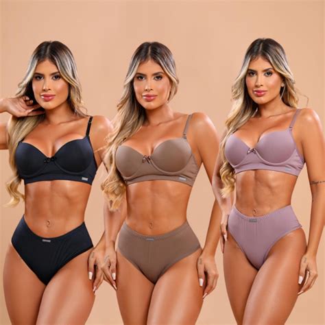 Conjunto Lingerie Kit Conj Calcinha E Suti Escorrega O Pre O